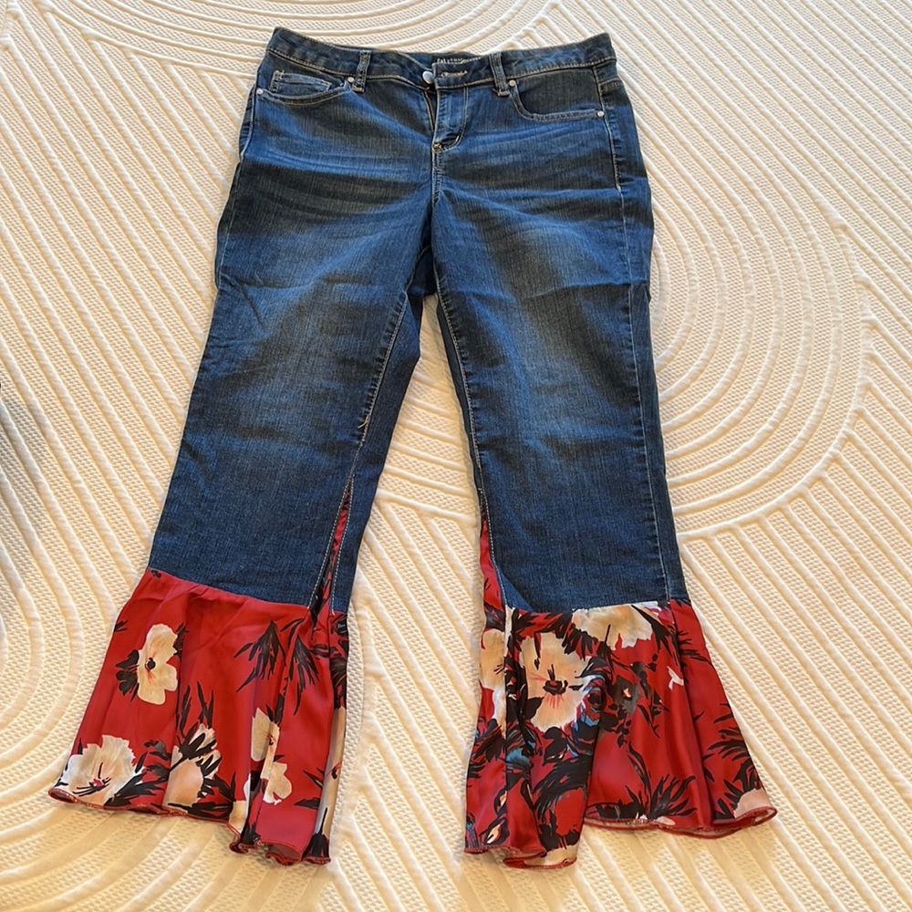 Embellished denim crop
